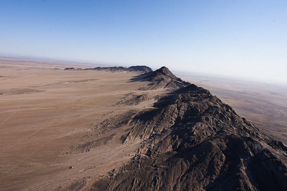 The picture shows the moonscape near Swakopmund as an aerial view