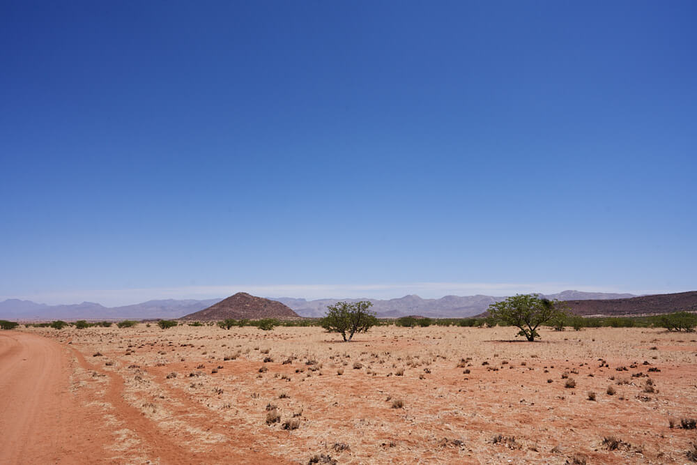 Das Bild zeigt die karge Landschaft des Nordwesten Namibias.